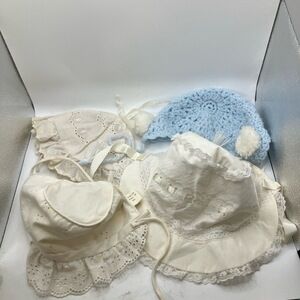 Bonnet 4‎ Assorted Colors Lace Embroidered Ribbon Ties Vintage Heirloom